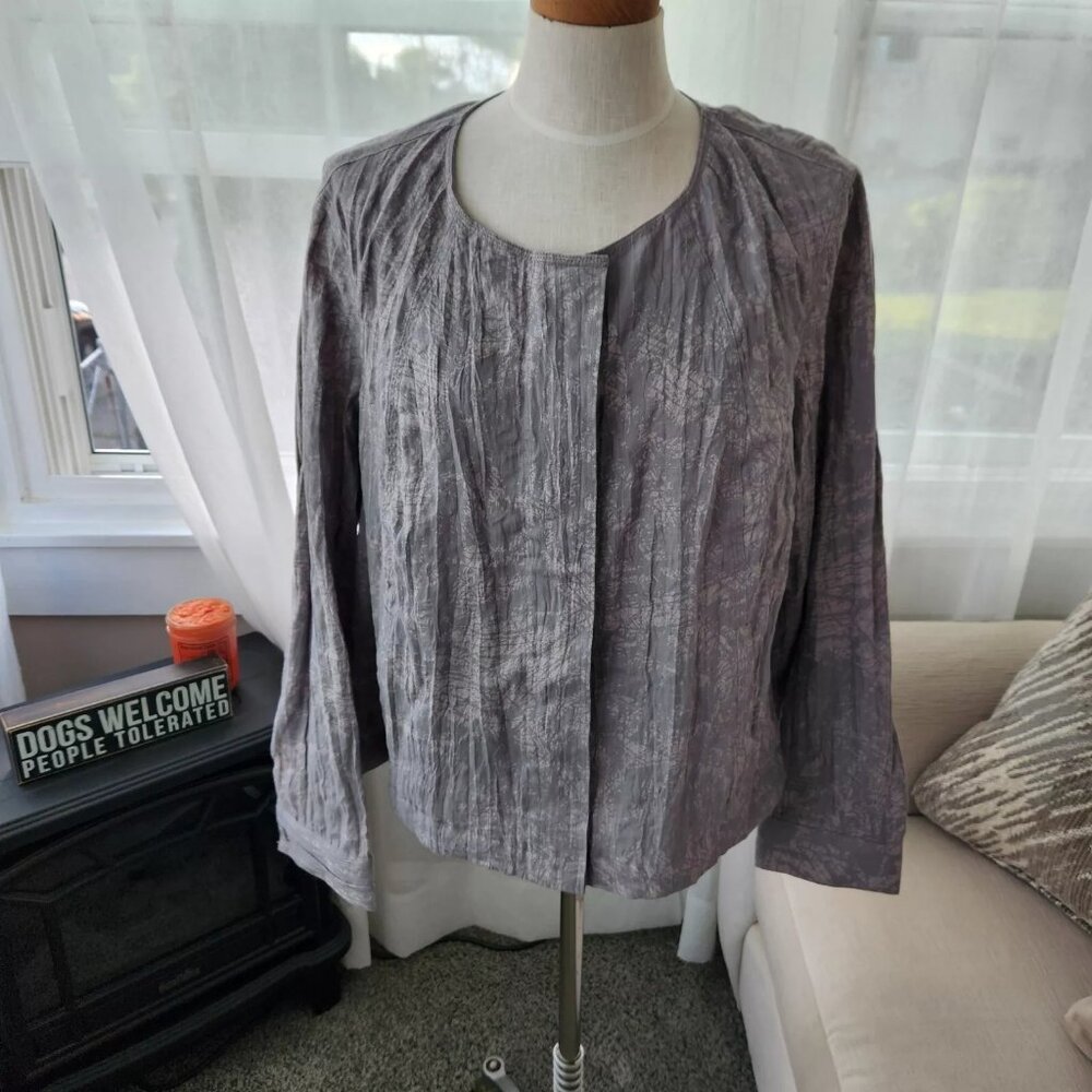 Coldwater Creek Womens 100% Linen Long Sleeve Floral Jacket Blazer Size XL 18